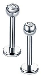 Piercing Tragus Titânio Flat Helix Labret Pedra Zirconia