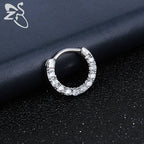Piercing Nariz Septo Prata Pedra Zirconia Daith Aço 10 Mm