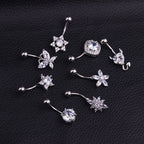 Piercing De Umbigo Prata  Borboleta Zirconia Aço Cirúrgico