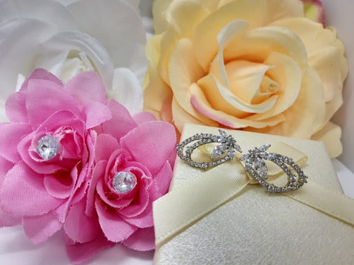 Brinco Zirconia Noiva Prata Pequeno Oval Delicado Barato