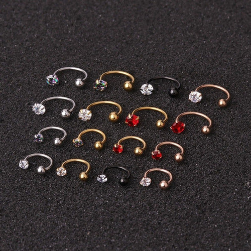 Piercing Ferradura Nariz Cartilagem Pedra Zirconia Aço Cirúr