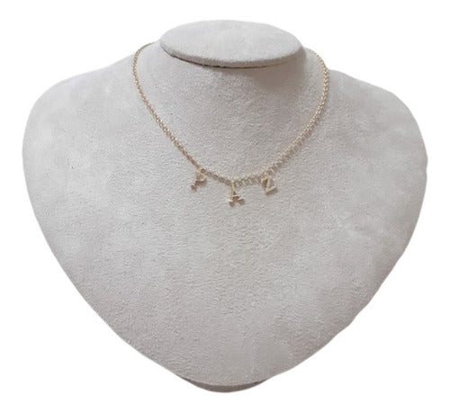 Colar Chocker Paz Dourado Semijoia Pingente Pedra Zirconia