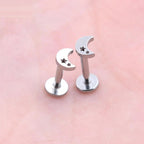 Piercing Tragus Labret Cartilagem Mini Lua Estrela 4 Mm Aço