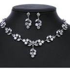 Colar E Brinco Noiva Zircônia Prata Festa Debutante Folhas