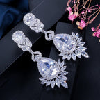 Brinco Verde Madrinha Zirconia Prata Festa Debutante Grande