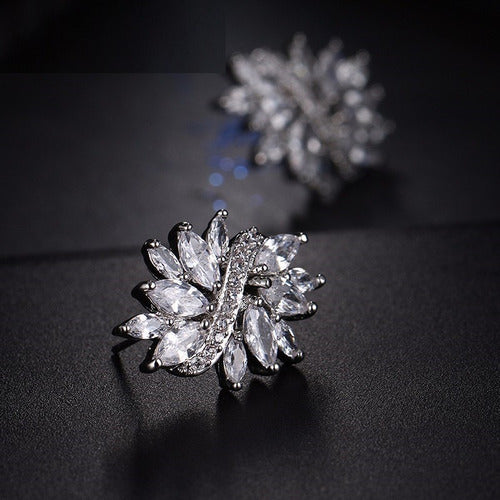 Brinco De Zirconia Noiva Festa Madrinha Casamento Prata Fixo
