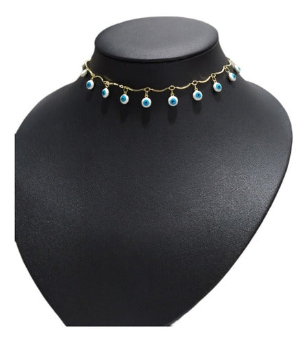 Colar Chocker Olho Grego Folheado A Ouro 18k Semi Joia