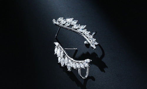 Brinco Ear Cuff Noiva Pedra Zirconia Prata Festa Debutante
