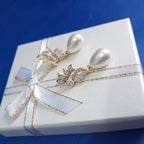 Brinco Pérola E Zirconia Noiva Pequeno Delicado Dourado Gota