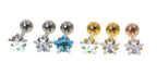 Piercing Tragus Helix Flat Cartilagem Mini Estrela 3 4 5 Mm