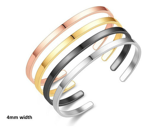 Pulseira Bracelete Prata Ou Dourada Aço Inoxidável Inox Liso