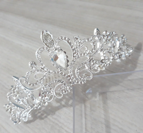 Coroa Tiara Prata Noiva Dama Daminha Strass Debutante