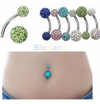 Piercing De Umbigo Prata Strass Branco Duplo Aço Barato
