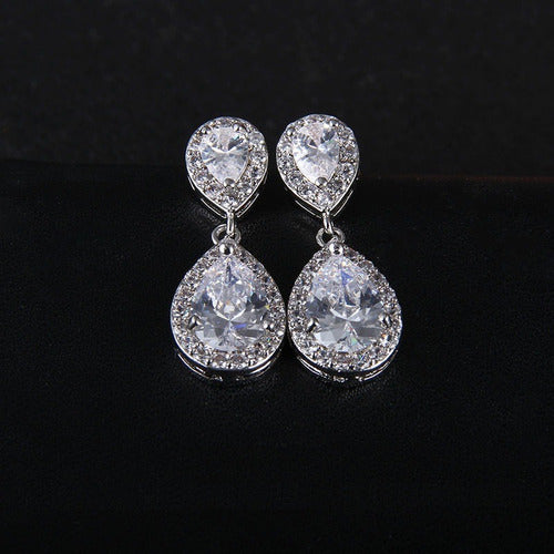Brinco Noiva Pedra Zirconia Dourado Ou Prata Gota Debutante