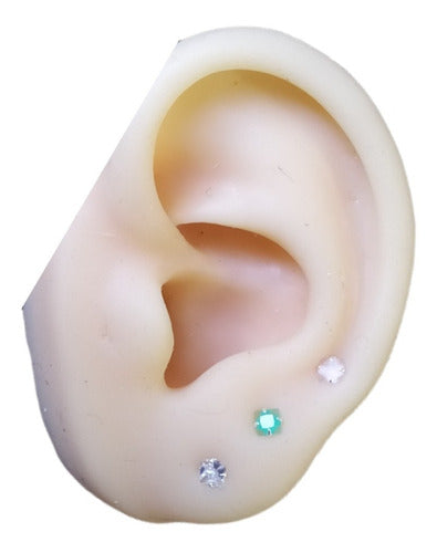Trio Brinco Pedra Zirconia Ponto De Luz Prata 925 Colorido