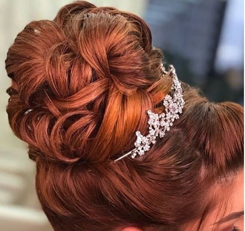 Coroa Tiara Arranjo Cabelo Noiva  Zirconia Strass Prata Luxo