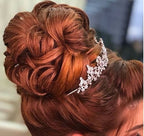 Coroa Tiara Arranjo Cabelo Noiva  Zirconia Strass Prata Luxo