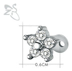 Piercing Microdermal Zirconia Pedra Coração Estrela Cruz Flo