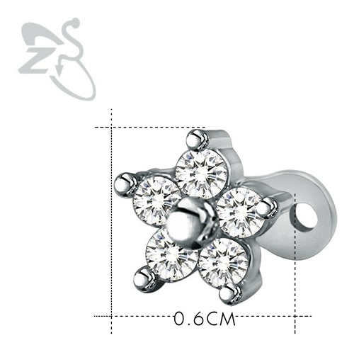 Piercing Microdermal Zirconia Pedra Coração Estrela Cruz Flo