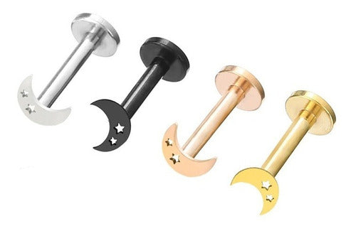 Piercing Tragus Labret Cartilagem Mini Lua Estrela 4 Mm Aço