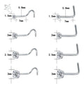 Kit 8 Piercing Nariz Nostril Atacado Pedra Zirconia Pt D Luz