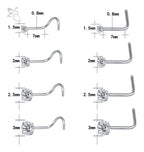 Kit 8 Piercing Nariz Nostril Atacado Pedra Zirconia Pt D Luz