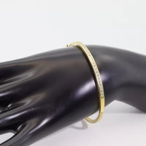 Pulseira Bracelete Dourada Com Pedra Zircônia Festa Semijoia