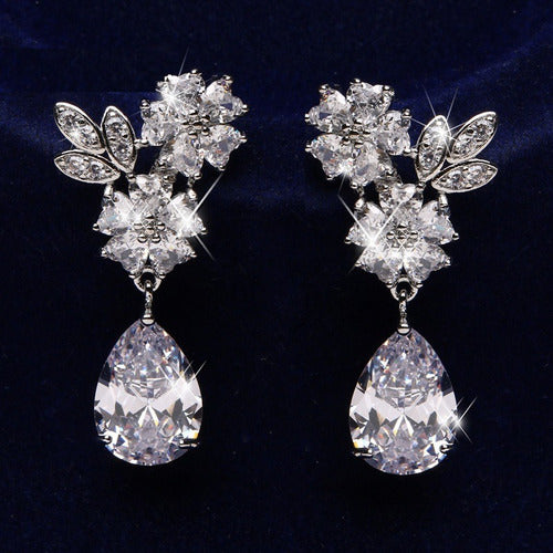 Brinco Noiva Pedra Zirconia Prata Festa Debutante Luxo