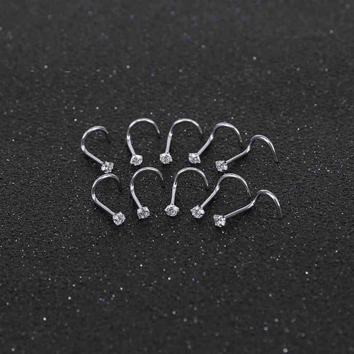 Piercing Nariz Nostril Aço Pedra Zirconia 3mm Pt De Luz