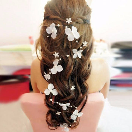 Enfeite Arranjo Tiara Cabelo Noiva Perola Flor Casamento