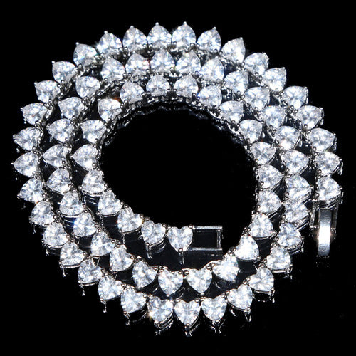 Colar Chocker Pedra Zirconia Coração Riviera Dourado Prata