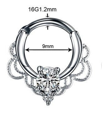 Piercing Para Nariz Septo Indiano Prata Pedra Zirconia