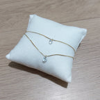 Tornozeleira Dourada Folheada Ouro 18k Pedra Zirconia Pt Luz