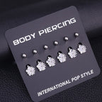 Piercing De Umbigo Prata Flor Zirconia Pequeno Aço 316