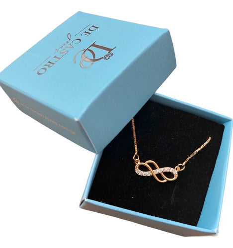 Colar Infinito Namorado Zirconia Dourado F Ouro 18k