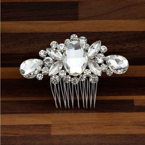 Arranjo Enfeite Cabelo Noiva Strass Cristal Prata Debutante