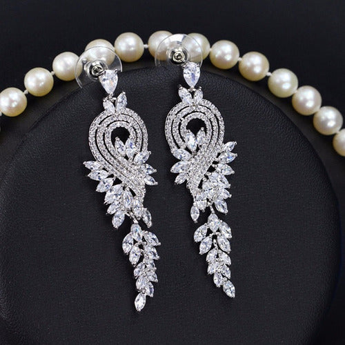 Brinco Noiva Zirconia Prata Festa Formatura Debutante Luxo