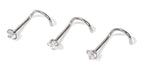 Piercing Nariz Nostril Aço Pedra Zirconia 2 Mm Pt De Luz