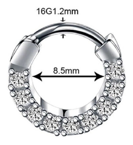 Piercing Nariz Septo Dourado Pedra Zirconia Daith Aço 8,5 Mm