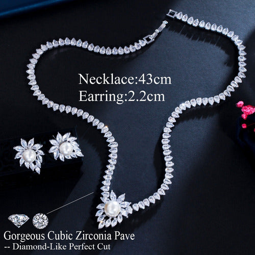 Colar Chocker Riviera Gota E Brinco Zircônia E Pérola Noiva
