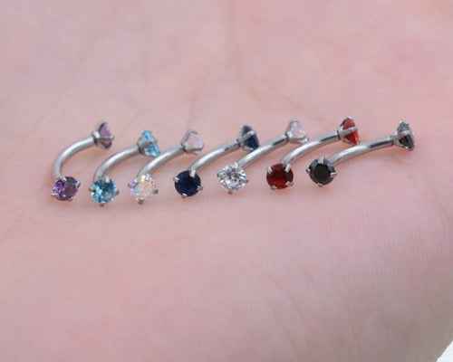 Piercing Sombracelha Banana Aço Cirúrgic Pedra Zircônia 3 Mm