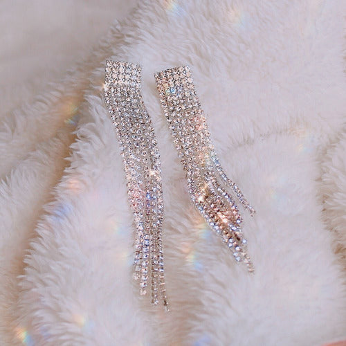 Brinco De Strass Noiva Prata Pendurado Festa Luxo 15 Anos