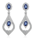 Brinco Noiva Zirconia Azul Prata Festa Madrinha Formatura