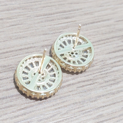 Brinco Zirconia Dourado Pequeno Redondo Delicado Festa