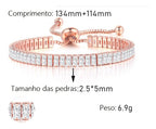 Pulseira Bracelete Dourada Rosê Com Zircônia Noiva Debutante