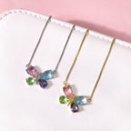 Colar Brinco Borboleta Pedra Zirconia Colorido Banhado Ouro
