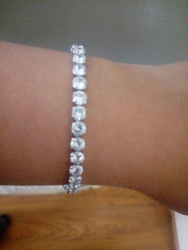 Pulseira Bracelete Prata Com Pedra Zircônia Noiva Debutante