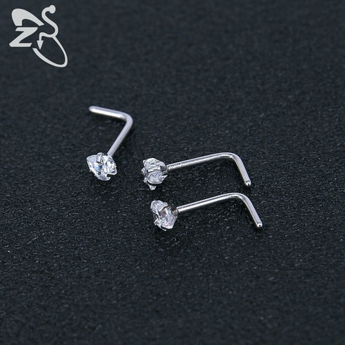 Piercing Nariz Nostril Estrela Pedra Zirconia 3mm Pt De Luz