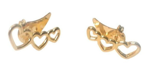 Brinco Ear Cuff  Coração Vazado Dourado Folheado A Ouro 18k