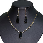 Conjunto Colar E Brinco Pedra Verde Zirconia Gota F Ouro 18k